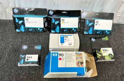 (3) 130ml HP Desingjet Ink Cartridges, (1) 400ml Magenta HP Designjet Ink Cartridge And More