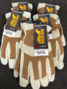 (BRAND NEW! Majestic Winter Eagle Tough Pigskin Heat Fleece Thermal Work Gloves-5 Pairs Size XL
