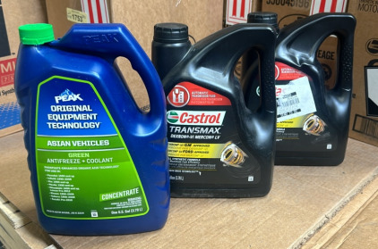 (2) 1 Gallon Castro Dexron Transmax, (1) Peak Asian Vehicles Green Antifreeze