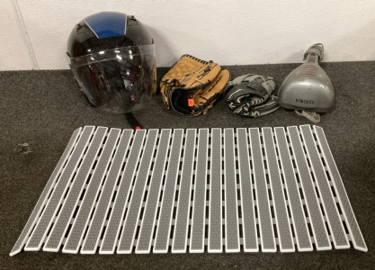 Gmax Helmet, Spalding Baseball Mitt, Mizuno Baseball Mitt, Dish Drying Tray, Homedics Massager