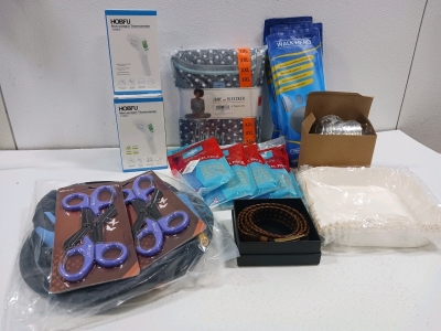 (1) Rx Weld 12ft Lincoln Magnum awelding Cable (144) Canning Lids (3) Non-Contact Thermometer (1) XXL Pajama Set (1) Box of Air Fryer Disposable Paper Liner & More