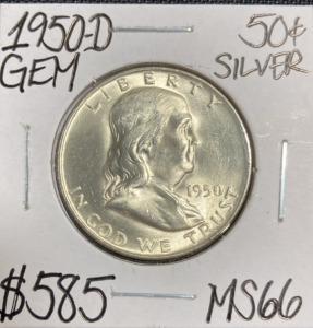 1950-D MS66 Gem Silver Franklin Half Dollar