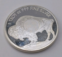 1 Troy OZ .999 Fine Silver SMI Buffalo Round - 2