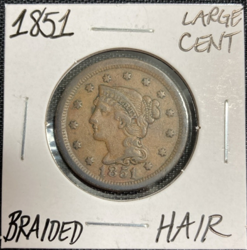 1851 Braided Hair Large Cent