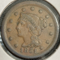 1851 Braided Hair Large Cent - 3