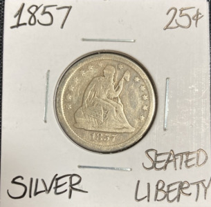 1857 Seated Liberty Silver Quarter