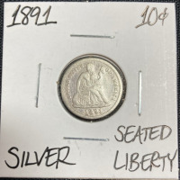 1891 Seated Liberty Silver Dime