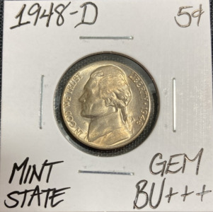 1948-D Gem BU+++ Mint State Jefferson Nickel