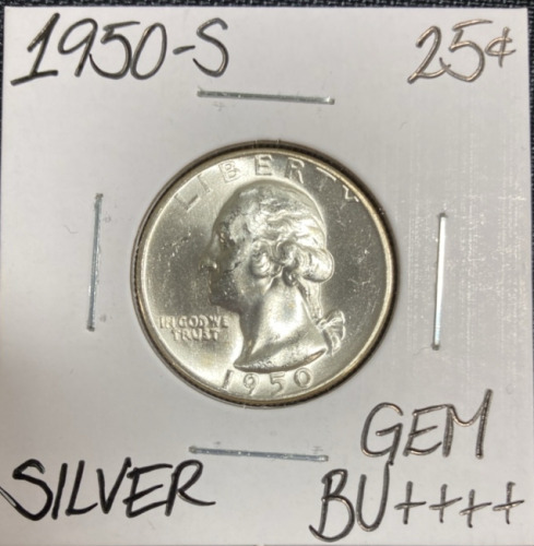 1950-S Gem BU++++ Silver Washington Quarter