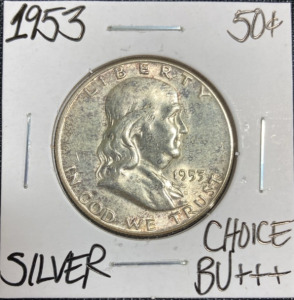 1953 Choice BU+++ Silver Franklin Half Dollar