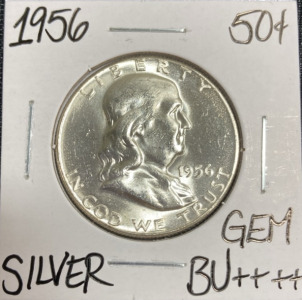 1956 Gem BU++++ Silver Franklin Half Dollar