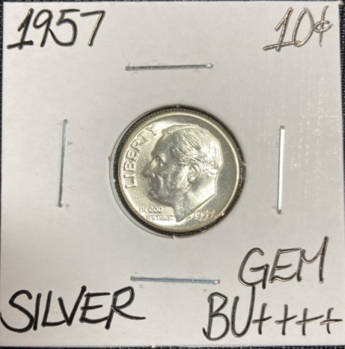 1957 Gem BU++++ Silver Roosevelt Dime