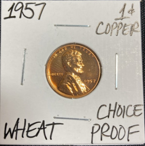 1957 Choice Proof Wheat Copper Penny