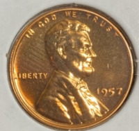 1957 Choice Proof Wheat Copper Penny - 3