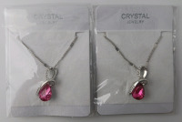 (2) Pink Crystal Jewelry Necklaces (1) Blue Crystal Jewelry Necklace - 2