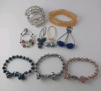 (6) Ladies Beaded Bracelets (4) Pair of Earings