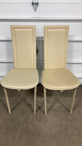 (2) Tall Back Leather Dining Chairs