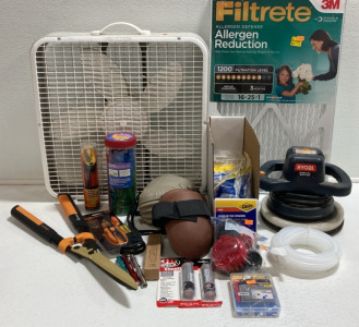 Allergen Filter, Ryobi Orbital Buffer, Leave-In Tile Spacers, (2) Pairs of Work Kneepads, Fiskars Garden Shears and Pruning Snips, (2) SteelStiks and more