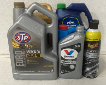 (1) STP (5qt) SAE5W-40 Motor Oil (2) Assorted (5qt) Anti Freeze And More!