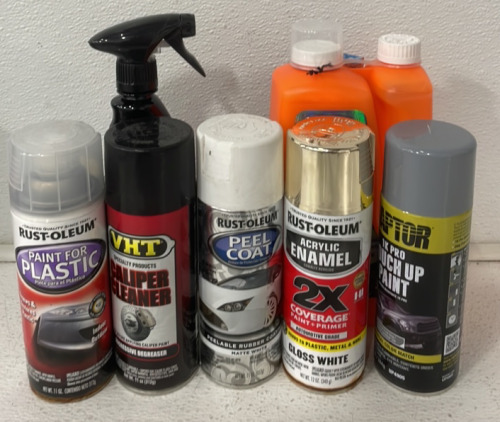 (1) Raptor Touch Up Paint (1) Rustoleum Paint For Plastic (1) Peel Coat Rubber Coating And More!