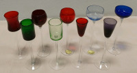 (22) Colored Glass & Clear Crystal Wine Glasses - 2