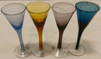 (22) Colored Glass & Clear Crystal Wine Glasses - 3