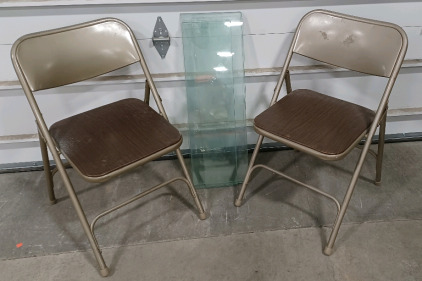 (2) Folding Chairs & (7) Glass Panels