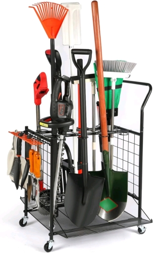 Kingarage Garden Tool Organizer on Wheels (Black)