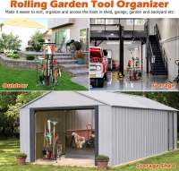 Kingarage Garden Tool Organizer on Wheels (Black) - 2