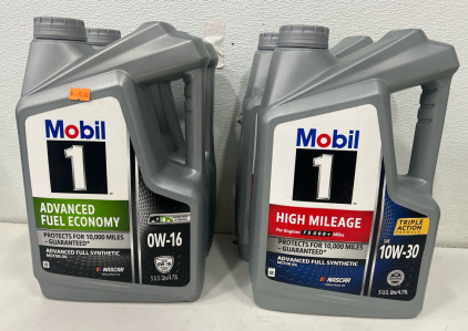 (2) Mobil 1 Advanced Fuel Economy Full Synthetic Motor Oil 0W-16, 5 Quart (2) Mobil 1 High Mileage Full Synthetic Motor Oil 10W-30, 5 Quart