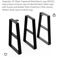 Orgerphy 16“ Black Trapezoid Metal Bench Legs