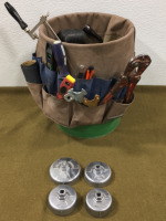 (4) Oil Wrenches & Bucket Of Assorted Tools