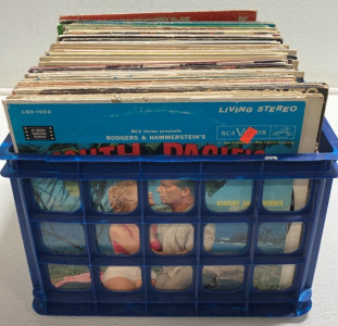 Crate of (50+) Assorted Vinyl Records: Soundtracks, Disney, Frank Sinatra, Blondie, Bob Dylan and more