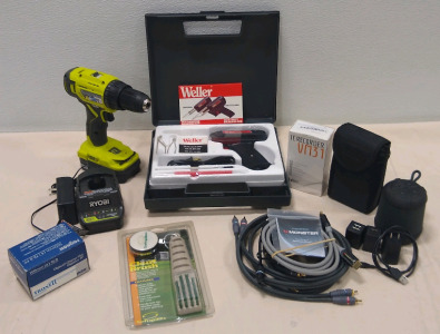 (1) Unopened Weller Soldering Gun (1) Ryobi Electric Drill (1) IHome Speaker & More!