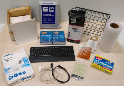 (2) Hepa Filters (1) Keyboard (5) Home Dry Cleaning Kits & More!