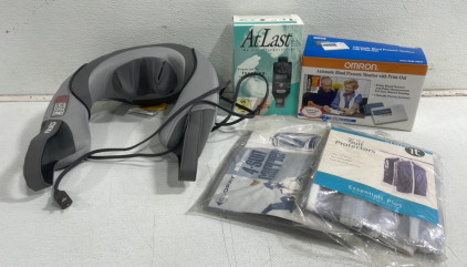 (1) Homedics Neck Massager (1) Omron Blood Pressure Monitor (1) Blood Glucose Reader And More!