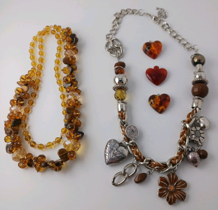 (2) Beaded Necklaces (3) Charms