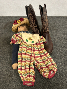 Authentic American Girl Doll (Stamp On Neck) And Pair and Laredo Boots Size 10M