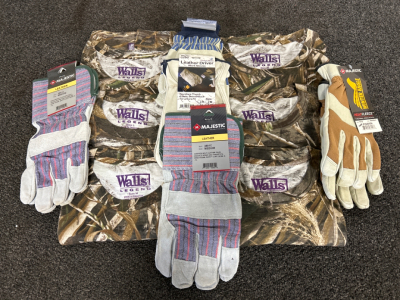 (6) Walls Legend Womans Camo Shirts Sizes (S-2XL) And (5) Pairs Of Work Gloves