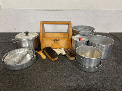 Vintage Shoe Shining Kit And Camp Cooking Set
