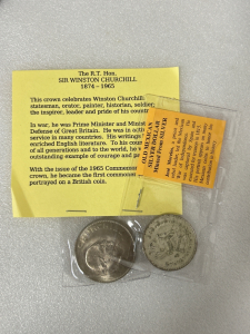 Sir Winston Churchill Coin And Mexican Silver Dollar