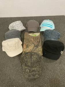 Womans Mossy Oaks Pursuits Shirt Size Large, 8 Assorted Hats Just In Time For Spring