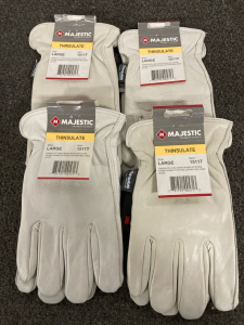 BRAND NEW! Majestic Thinsulate Leather Gloves, 4 Pairs, Size Large