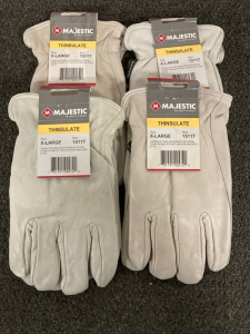 BRAND NEW! Majestic Thinsulate Leather Gloves, 4 Pairs, Size X-Large