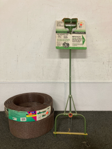 Two Rolls Lawn Edging & Garden Terracing (1) (Greenie)- Water Drill Aerator