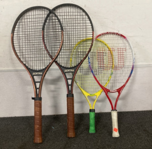 Two Sentra Professional Tennis Rackets, Two Wilson Rackets