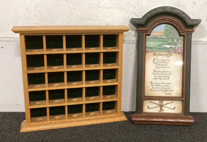 (1) Golf Ball Holder (14.5x14x2), Ken Brown Wooden Framed Decorative Poem (18x10&rdquo;)