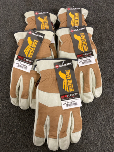 BRAND NEW! Majestic Winter Eagle Heat Fleece Pigskin Gloves, 5 Pairs, Size X-Large