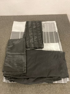 (5) Home Window Drapes, All Black, Checker Designs
