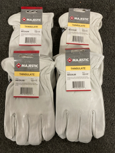BRAND NEW! Majestic Thinsulate Leather Gloves, 4 Pairs, Size Medium